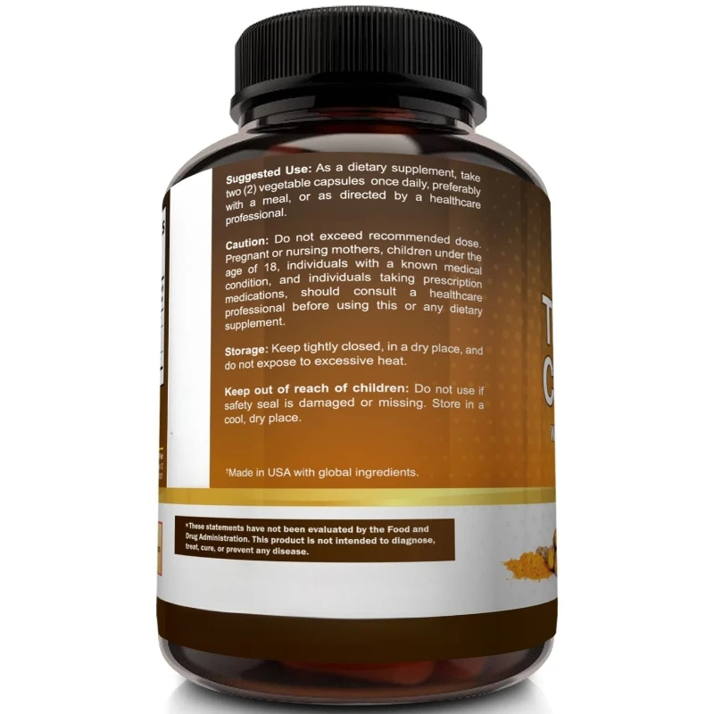 Turmeric Curcumin Capsule - Kurkuma Curcumine-supplement 1650 mg met 95%